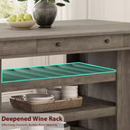 60-Inch Kitchen Island with Storage, Farmhouse 4-Tier Stationary Island Table with Large Countertop for Kitchen, Dining Room, Living Room