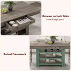 60-Inch Kitchen Island with Storage, Farmhouse 4-Tier Stationary Island Table with Large Countertop for Kitchen, Dining Room, Living Room