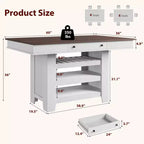 60-Inch Kitchen Island with Storage, Farmhouse 4-Tier Stationary Island Table with Large Countertop for Kitchen, Dining Room, Living Room