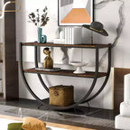 Industrial Demilune Console Table  3-Tier Open Shelf Sofa Table (for Entryway/Living Room/Office)