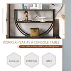 Industrial Demilune Console Table  3-Tier Open Shelf Sofa Table (for Entryway/Living Room/Office)