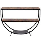 Industrial Demilune Console Table  3-Tier Open Shelf Sofa Table (for Entryway/Living Room/Office)