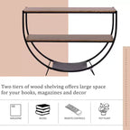 Industrial Demilune Console Table  3-Tier Open Shelf Sofa Table (for Entryway/Living Room/Office)