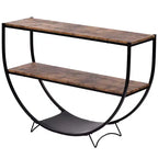 Industrial Demilune Console Table  3-Tier Open Shelf Sofa Table (for Entryway/Living Room/Office)