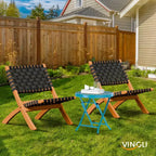 VINGLI Patio Folding Side Table, Small Outdoor Table with Everlasting Floral Pattern and Sturdy X-Shaped Metal Frame Ideal,Blue, 1 Pack