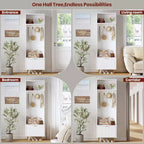 74 Modern Hall Tree with Bench & Storage, Entryway Organizer with 4 Gold Hooks, Shoe Cabinet for Living Room, Coat Rack with Metal Legs