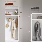 74 Modern Hall Tree with Bench & Storage, Entryway Organizer with 4 Gold Hooks, Shoe Cabinet for Living Room, Coat Rack with Metal Legs