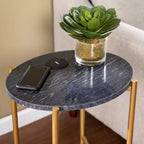 Clarvin Side Table with Wireless Charging Station - Gold/Black - SEI