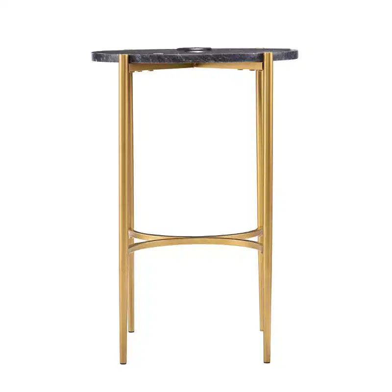 Clarvin Side Table with Wireless Charging Station - Gold/Black - SEI