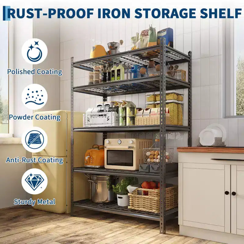 COZONY Heavy Duty Storage Shelves 5-Tier Adjustable Metal Shelving Unit Boltless Assembly High Capacity for Garage Basement Pantry