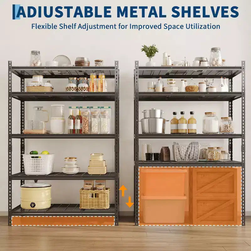 COZONY Heavy Duty Storage Shelves 5-Tier Adjustable Metal Shelving Unit Boltless Assembly High Capacity for Garage Basement Pantry