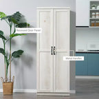 63 2-Door Kitchen Pantry, Freestanding Storage Cabinet with 5-tier Shelving and 2 Adjustable Shelves for Dining Room