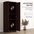 63 2-Door Kitchen Pantry, Freestanding Storage Cabinet with 5-tier Shelving and 2 Adjustable Shelves for Dining Room