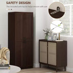 63 2-Door Kitchen Pantry, Freestanding Storage Cabinet with 5-tier Shelving and 2 Adjustable Shelves for Dining Room