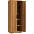 63 2-Door Kitchen Pantry, Freestanding Storage Cabinet with 5-tier Shelving and 2 Adjustable Shelves for Dining Room