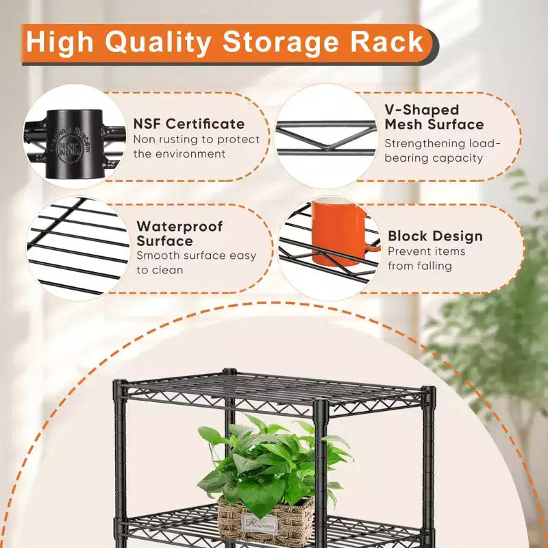 MAYEERTY 3 Tier Adjustable Metal Wire Storage Rack Heavy Duty Organizer for Kitchen Closet Pantry Garage Bathroom Laundry