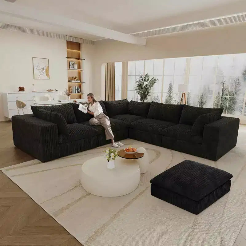 MAYEERTY 39.8 Cloud Sofa Black - 39.8, Corduroy, Double-Layer, No Assembly, DIY for Corner