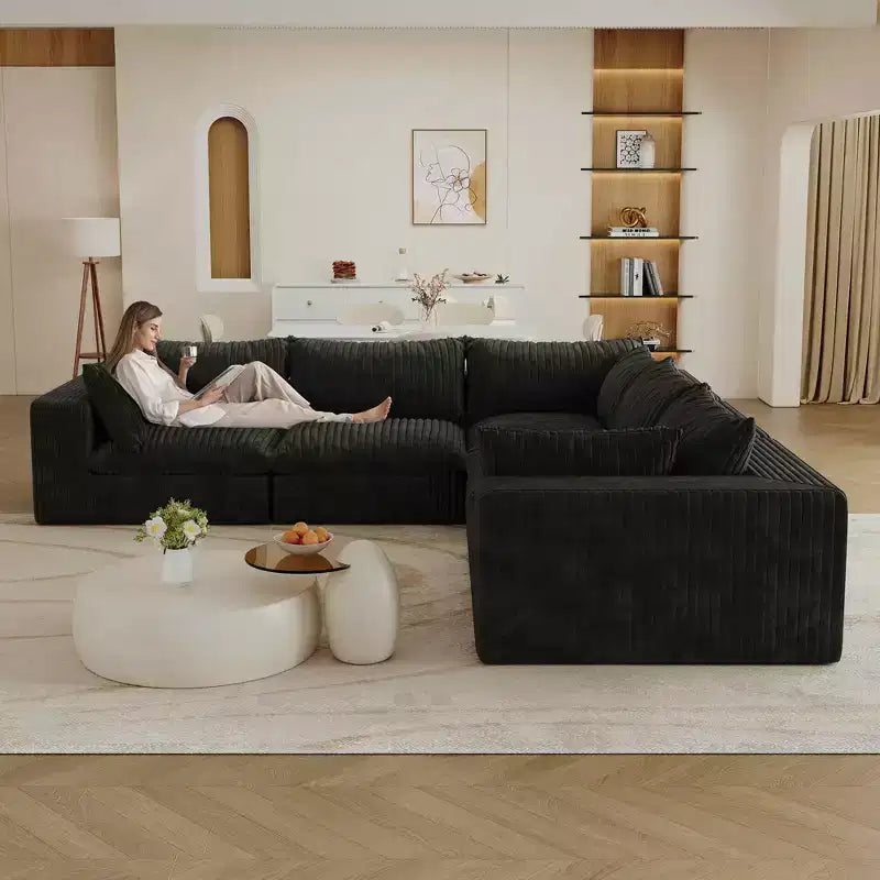 MAYEERTY 39.8 Cloud Sofa Black - 39.8, Corduroy, Double-Layer, No Assembly, DIY for Corner