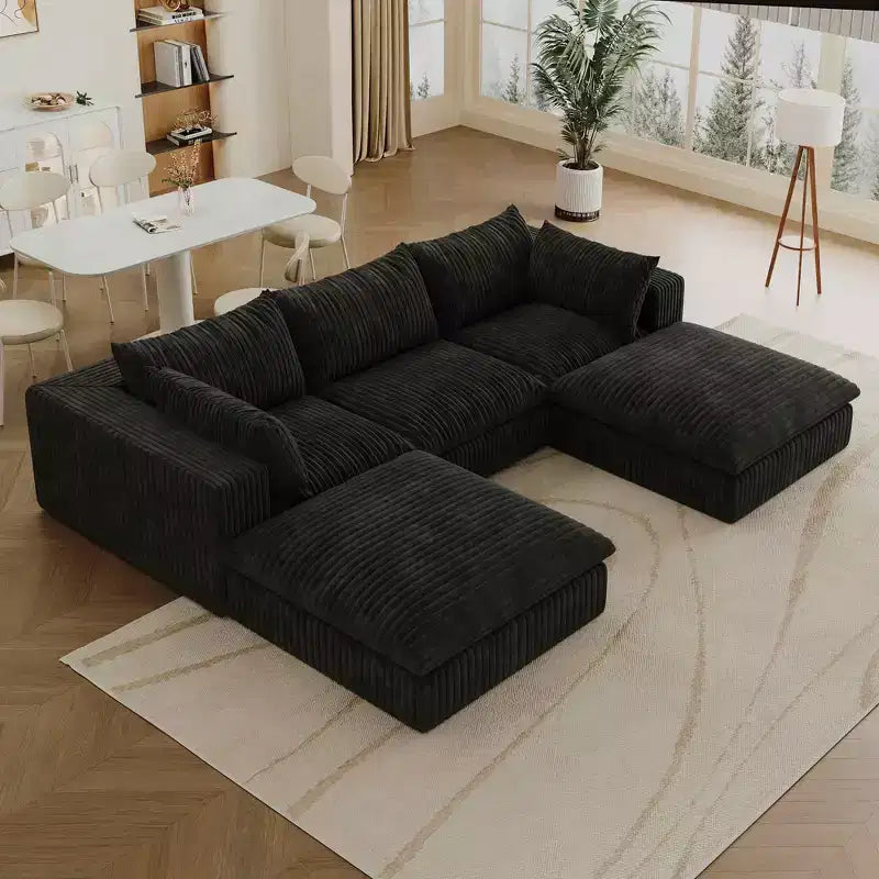 MAYEERTY 39.8 Cloud Sofa Black - 39.8, Corduroy, Double-Layer, No Assembly, DIY for Corner