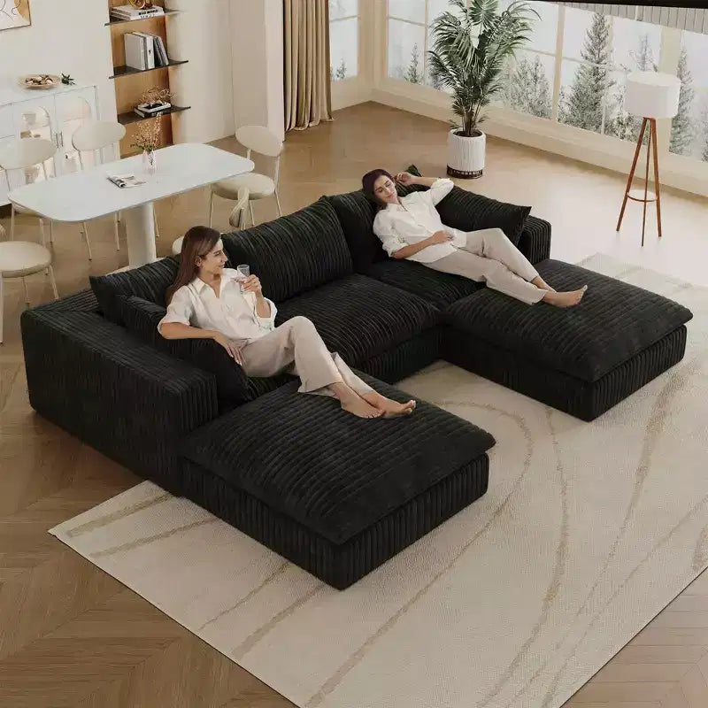 MAYEERTY 39.8 Cloud Sofa Black - 39.8, Corduroy, Double-Layer, No Assembly, DIY for Corner