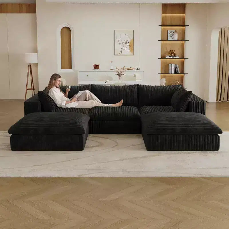 MAYEERTY 39.8 Cloud Sofa Black - 39.8, Corduroy, Double-Layer, No Assembly, DIY for Corner