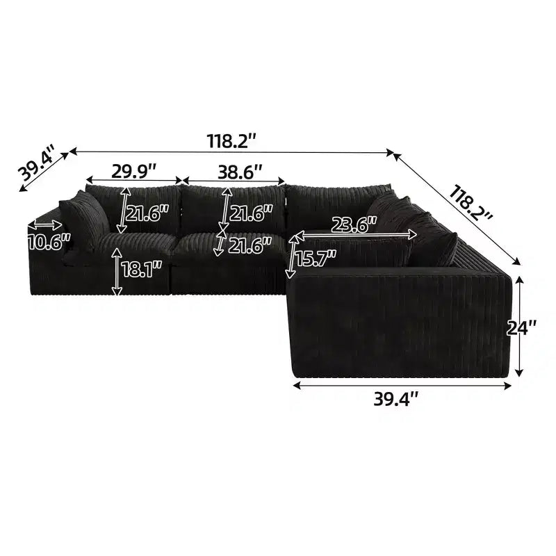 MAYEERTY 39.8 Cloud Sofa Black - 39.8, Corduroy, Double-Layer, No Assembly, DIY for Corner