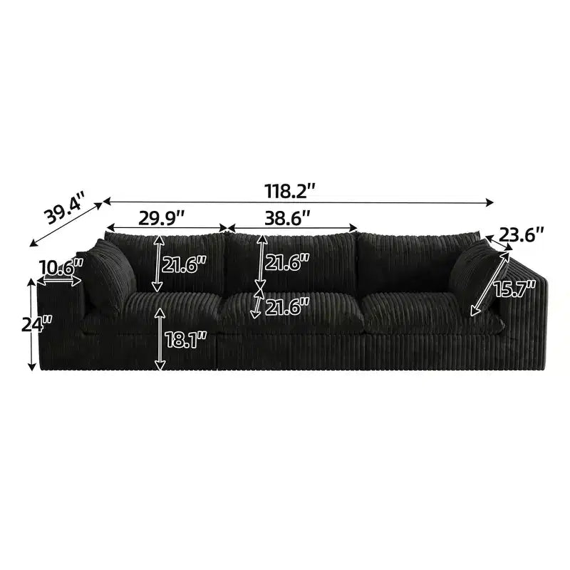 MAYEERTY 39.8 Cloud Sofa Black - 39.8, Corduroy, Double-Layer, No Assembly, DIY for Corner