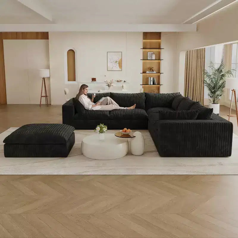 MAYEERTY 39.8 Cloud Sofa Black - 39.8, Corduroy, Double-Layer, No Assembly, DIY for Corner