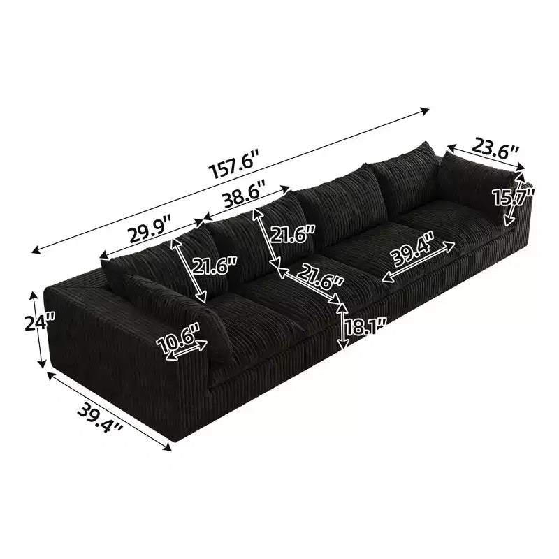 MAYEERTY 39.8 Cloud Sofa Black - 39.8, Corduroy, Double-Layer, No Assembly, DIY for Corner
