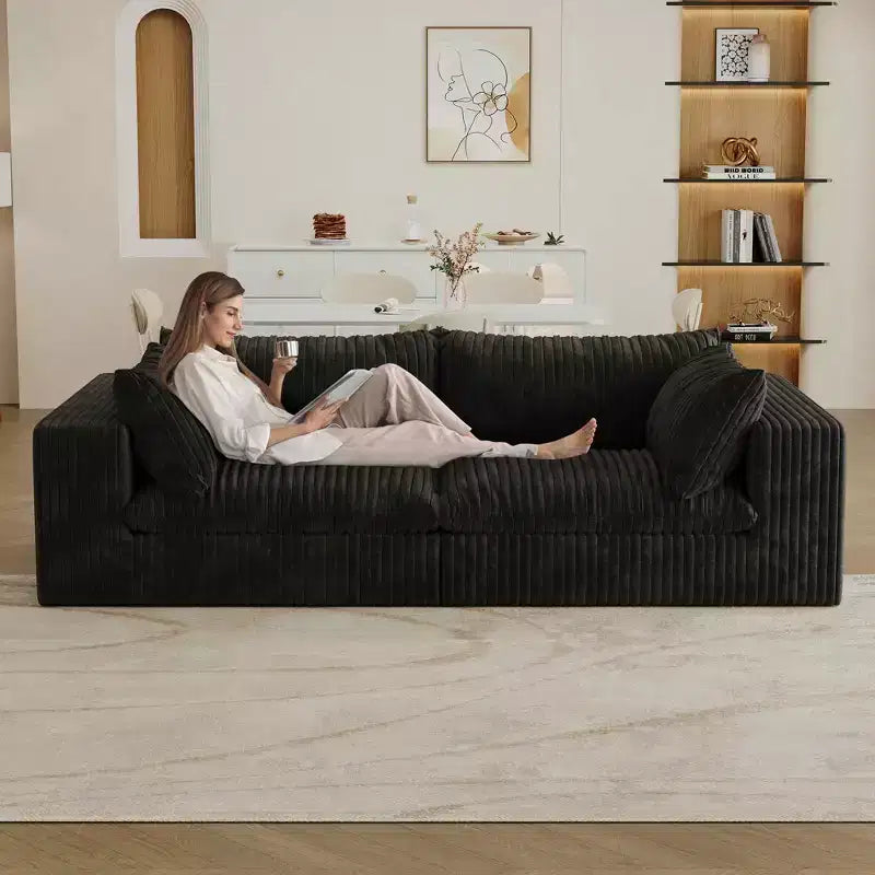 MAYEERTY 39.8 Cloud Sofa Black - 39.8, Corduroy, Double-Layer, No Assembly, DIY for Corner
