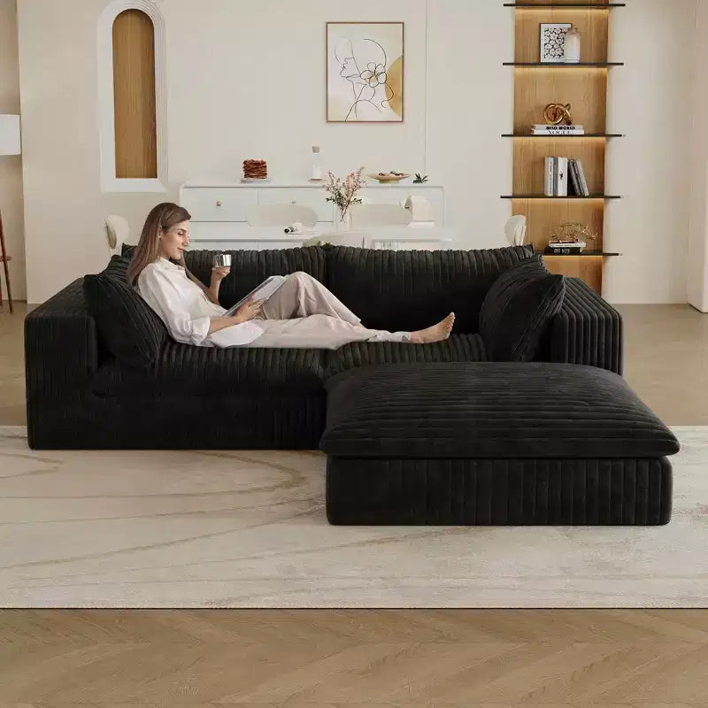 MAYEERTY 39.8 Cloud Sofa Black - 39.8, Corduroy, Double-Layer, No Assembly, DIY for Corner
