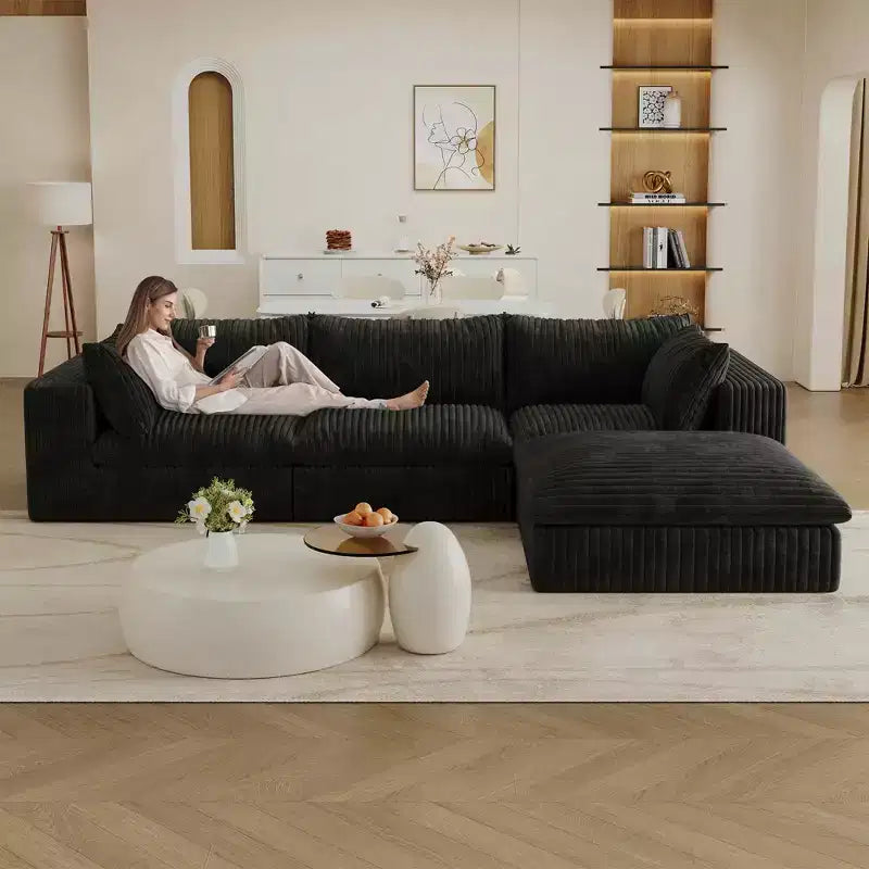 MAYEERTY 39.8 Cloud Sofa Black - 39.8, Corduroy, Double-Layer, No Assembly, DIY for Corner