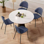 Okak Modern Armless Minimalist-Design Home Dining Chairs for Kitchen Dining Room,Boucle/PU Upholstered Seating Dining Chair Set of 4