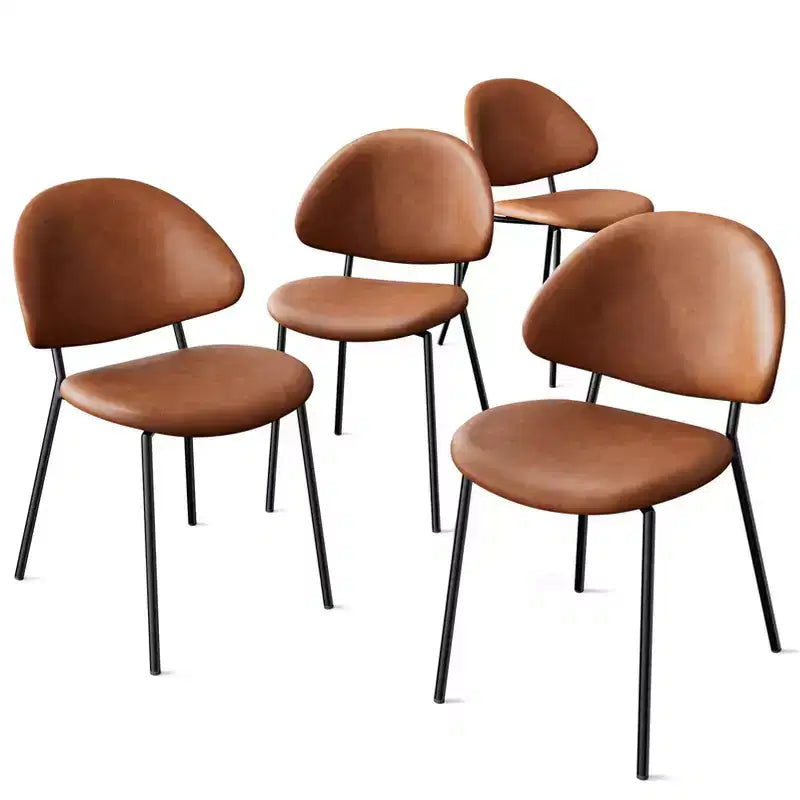 Okak Modern Armless Minimalist-Design Home Dining Chairs for Kitchen Dining Room,Boucle/PU Upholstered Seating Dining Chair Set of 4