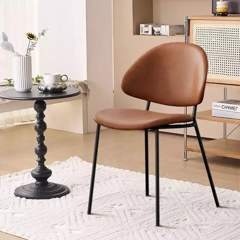 Okak Modern Armless Minimalist-Design Home Dining Chairs for Kitchen Dining Room,Boucle/PU Upholstered Seating Dining Chair Set of 4