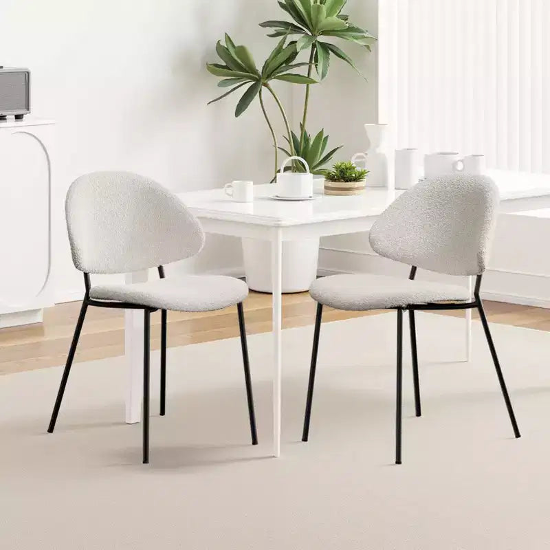 Okak Modern Armless Minimalist-Design Home Dining Chairs for Kitchen Dining Room,Boucle/PU Upholstered Seating Dining Chair Set of 4