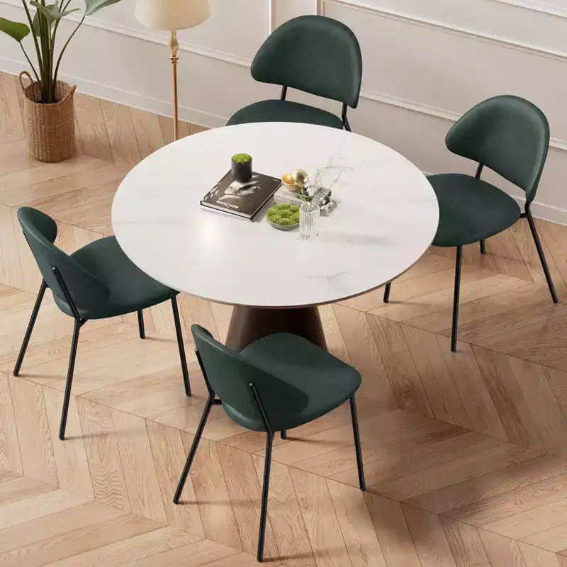 Okak Modern Armless Minimalist-Design Home Dining Chairs for Kitchen Dining Room,Boucle/PU Upholstered Seating Dining Chair Set of 4