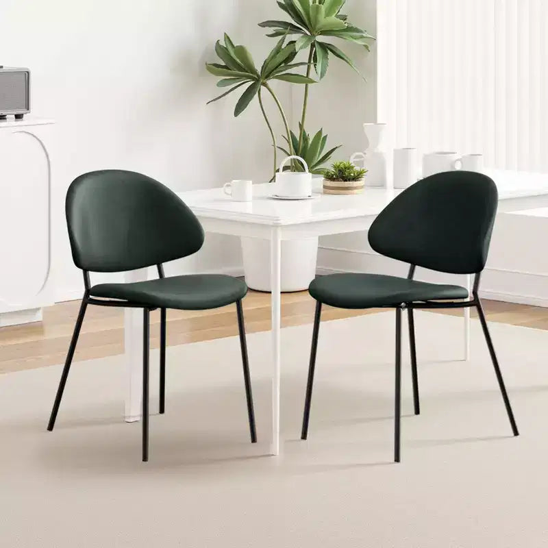Okak Modern Armless Minimalist-Design Home Dining Chairs for Kitchen Dining Room,Boucle/PU Upholstered Seating Dining Chair Set of 4
