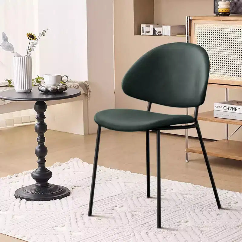 Okak Modern Armless Minimalist-Design Home Dining Chairs for Kitchen Dining Room,Boucle/PU Upholstered Seating Dining Chair Set of 4