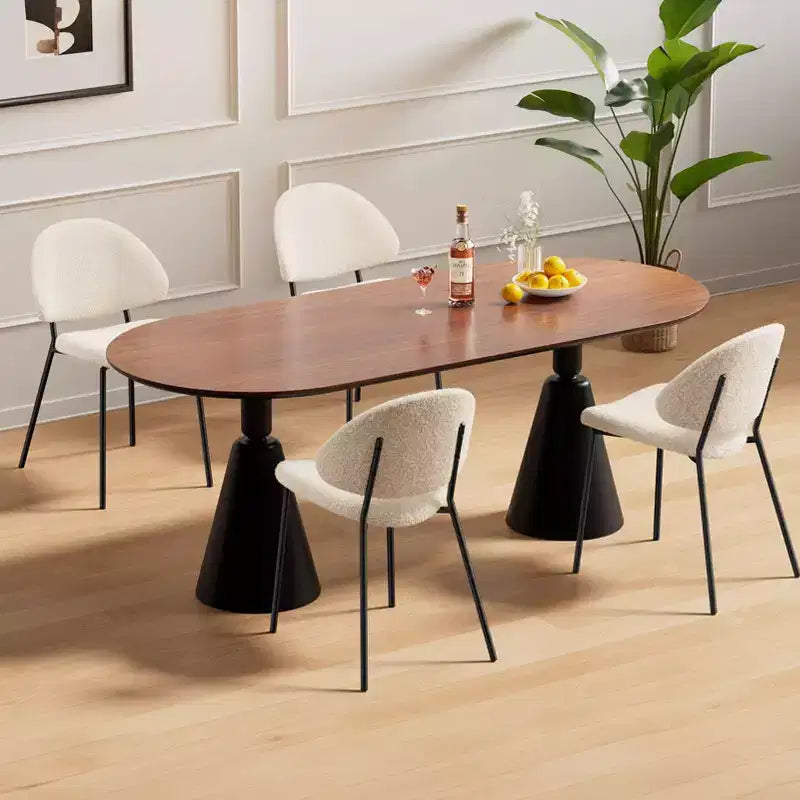 Okak Modern Armless Minimalist-Design Home Dining Chairs for Kitchen Dining Room,Boucle/PU Upholstered Seating Dining Chair Set of 4