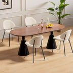 Okak Modern Armless Minimalist-Design Home Dining Chairs for Kitchen Dining Room,Boucle/PU Upholstered Seating Dining Chair Set of 4
