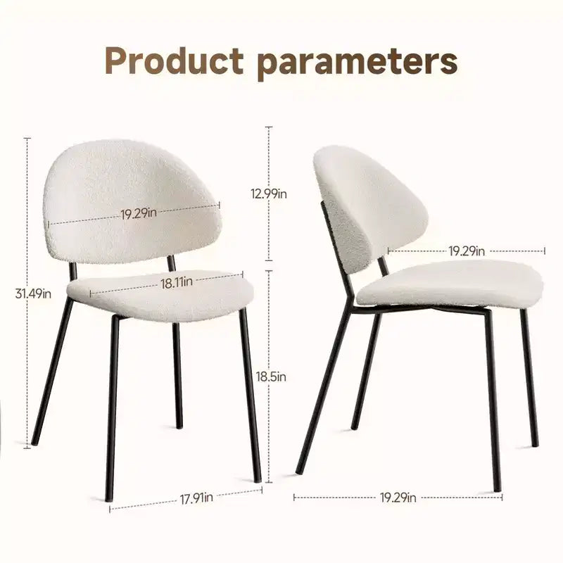 Okak Modern Armless Minimalist-Design Home Dining Chairs for Kitchen Dining Room,Boucle/PU Upholstered Seating Dining Chair Set of 4