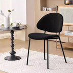 Okak Modern Armless Minimalist-Design Home Dining Chairs for Kitchen Dining Room,Boucle/PU Upholstered Seating Dining Chair Set of 4