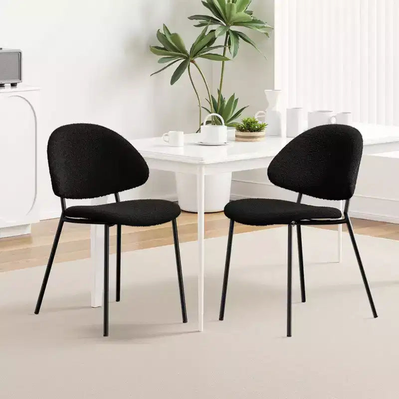 Okak Modern Armless Minimalist-Design Home Dining Chairs for Kitchen Dining Room,Boucle/PU Upholstered Seating Dining Chair Set of 4