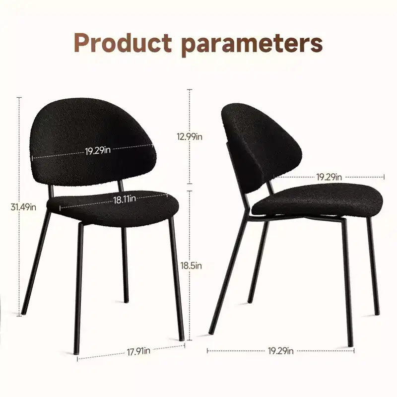 Okak Modern Armless Minimalist-Design Home Dining Chairs for Kitchen Dining Room,Boucle/PU Upholstered Seating Dining Chair Set of 4