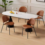 Okak Modern Armless Minimalist-Design Home Dining Chairs for Kitchen Dining Room,Boucle/PU Upholstered Seating Dining Chair Set of 4