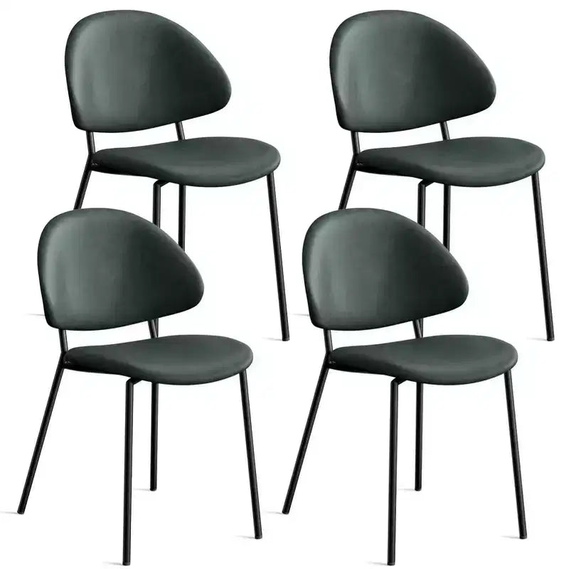 Okak Modern Armless Minimalist-Design Home Dining Chairs for Kitchen Dining Room,Boucle/PU Upholstered Seating Dining Chair Set of 4