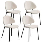 Okak Modern Armless Minimalist-Design Home Dining Chairs for Kitchen Dining Room,Boucle/PU Upholstered Seating Dining Chair Set of 4