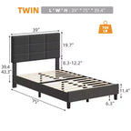 Linen Upholstered Platform Bed Frame with Adjustable Headboard  Grey, No Box Spring Needed
