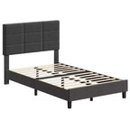 Linen Upholstered Platform Bed Frame with Adjustable Headboard  Grey, No Box Spring Needed